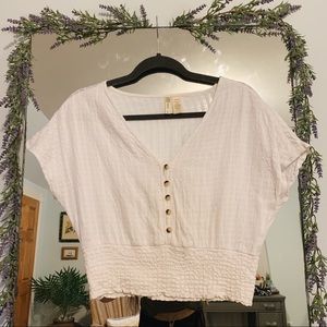 White Detailed Cropped Shirt Size S